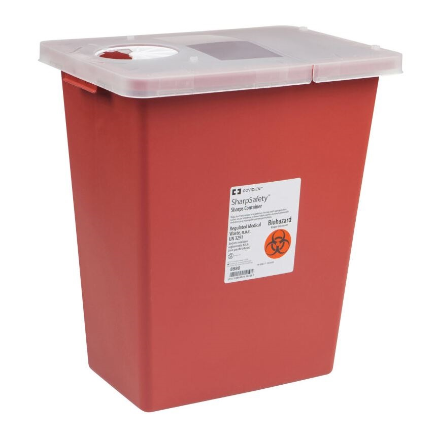 Sharps 8gal Red w/Hinged Lid - Sharps 8gal Red w/Hinged Lid - Image 1