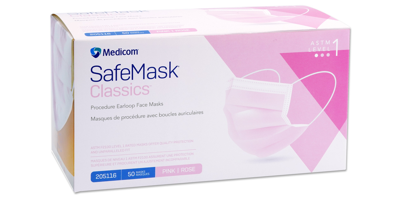 SafeMask Premier Procedure Earloop, ASTM Level 1, Pink, 50/Box, 2016 thumbnail 23
