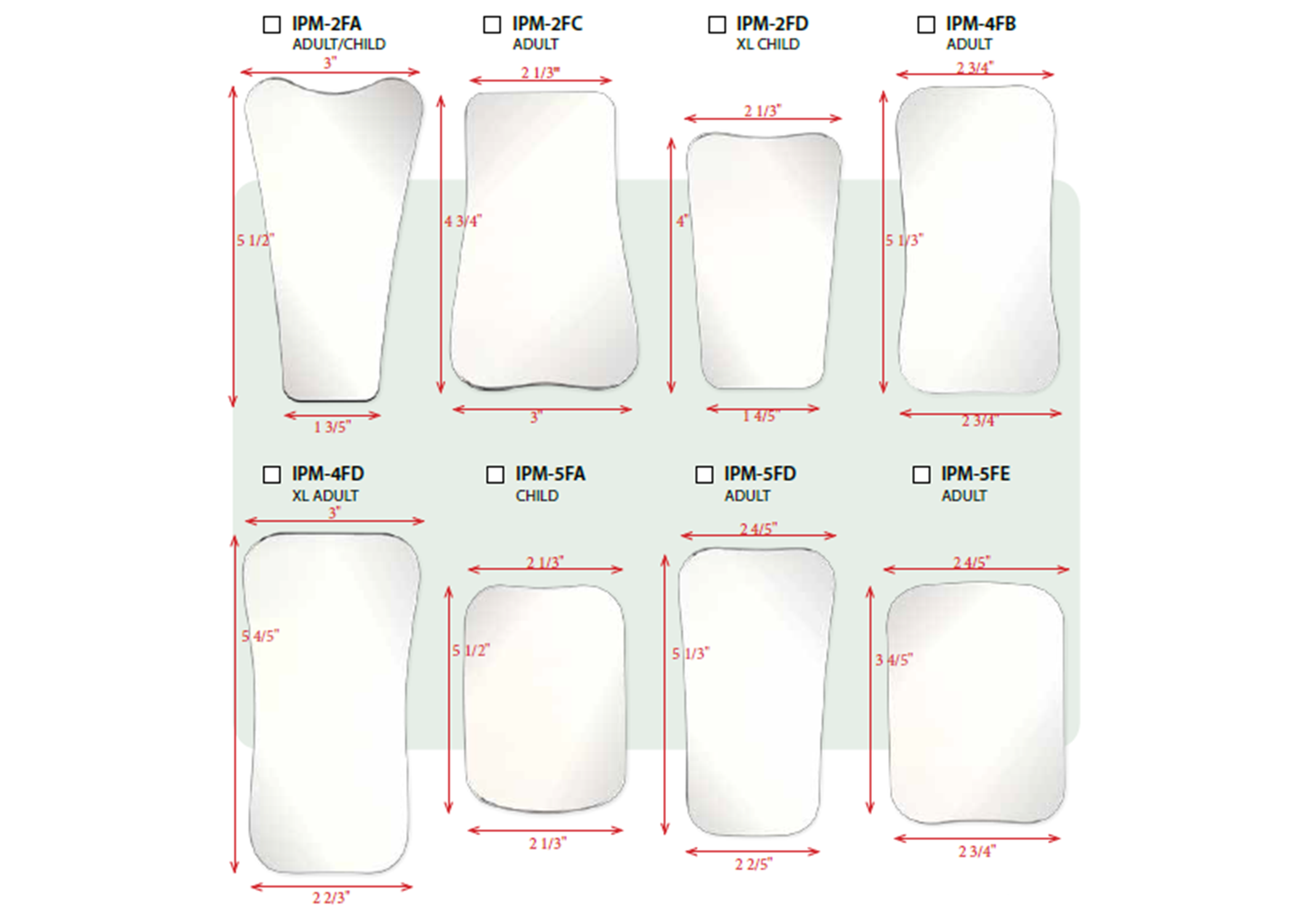 Angled Photograpy Mirrors, Double-Sided, Lingual  (1 1/4”x 6 1/2”x 1 1/4”), IPM2-5NSE image
