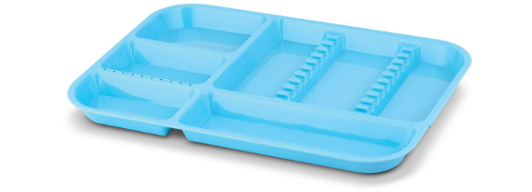 Plastic Set-Up Trays, Ritter, Divided, # B, 13 1/2" x 9 5/8" x 7/8", Neon Blue, 1/Pk, 300BDS-2 product image