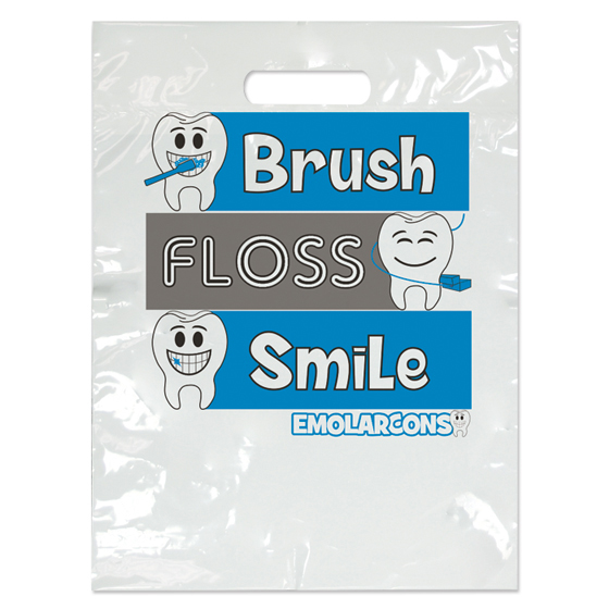 2-Color Bags Tooth Brush Floss White 9 in x 13 in 100/Pk thumbnail 2