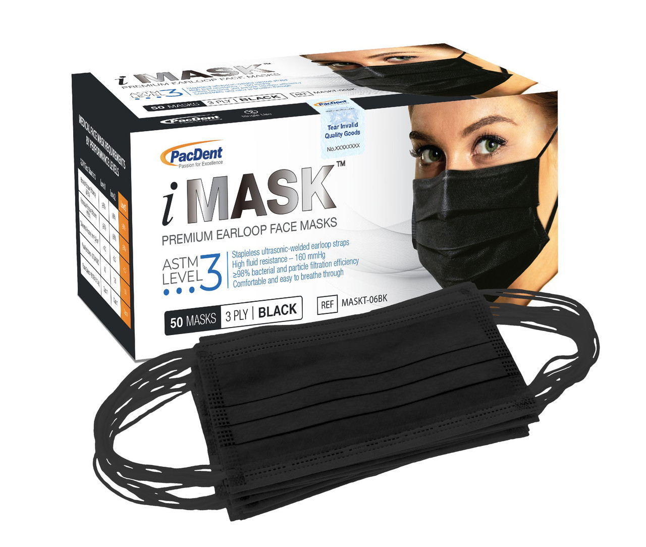 iMask Premium Mask ASTM Level 3 Black 50/Bx thumbnail 10
