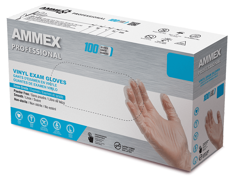 Ammex Vinyl Exam Gloves Large Clear Non-Sterile image
