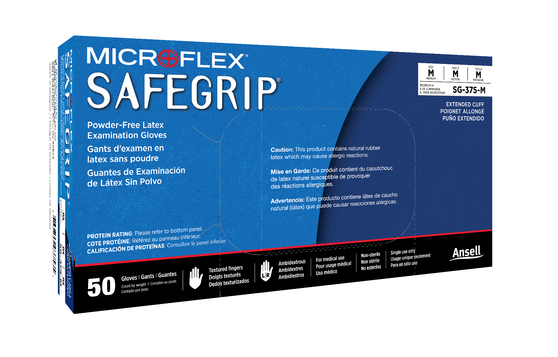 SafeGrip EC PF Latex Gloves X-Large 50/Box thumbnail 6