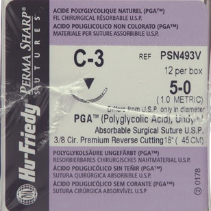 Perma Sharp Suture 5-0 18" Polyglycolic Acid Braid C-3 Undyed 12/Pk thumbnail 8