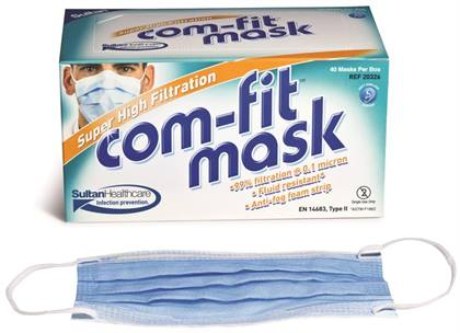 Com-Fit Super High Filtration Masks Tie-On Blue 40/Box thumbnail 4