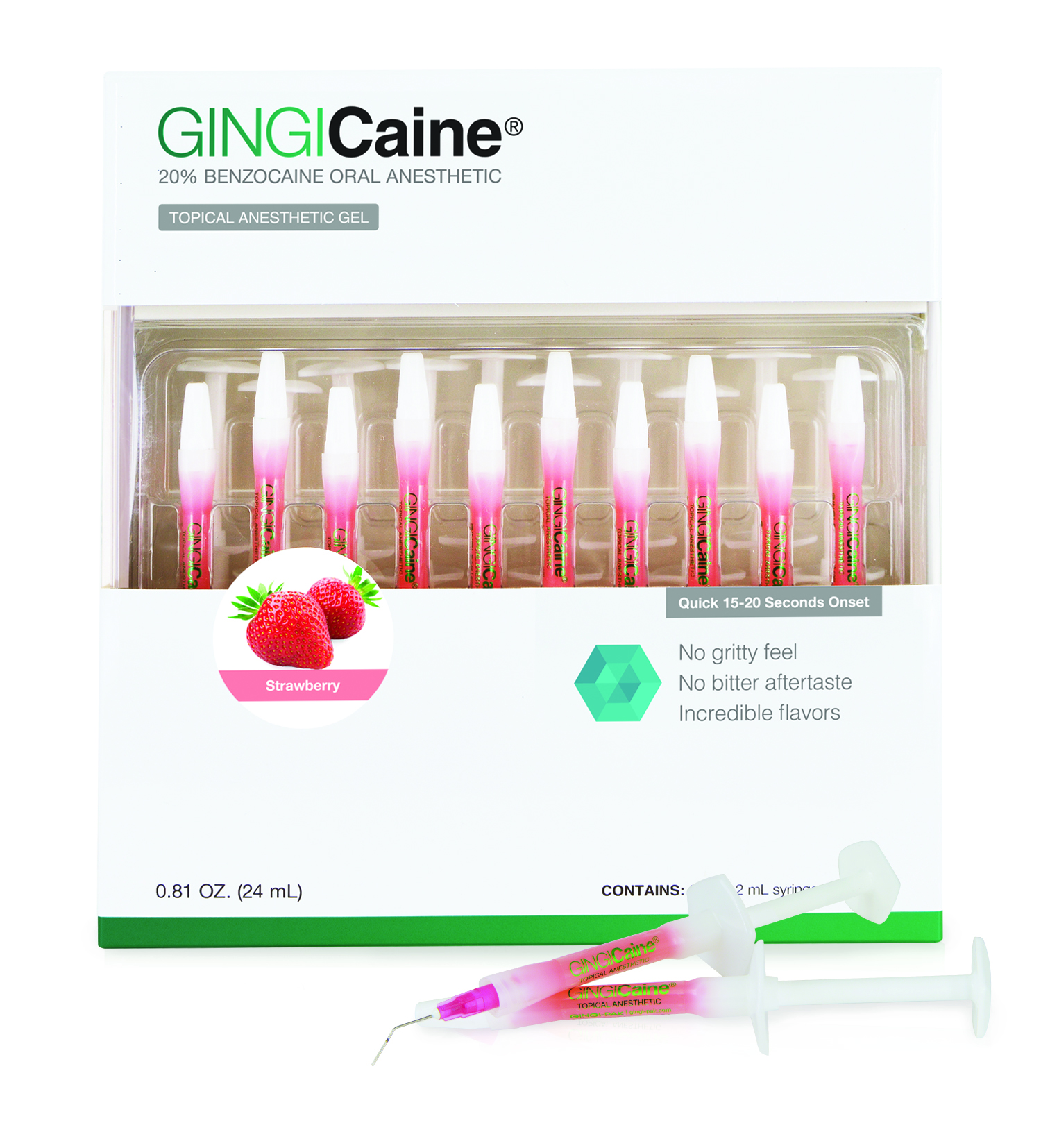Gingicaine Topical Anesthetic Gel Syringe Strawberry Complete Unit 20/Pk thumbnail 14