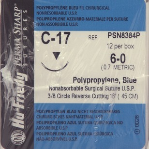 Perma Sharp Suture, Polypropylene, Non-Absorbable, C-17, 6-0, 18", 12/Pk, PSN8384P thumbnail 10