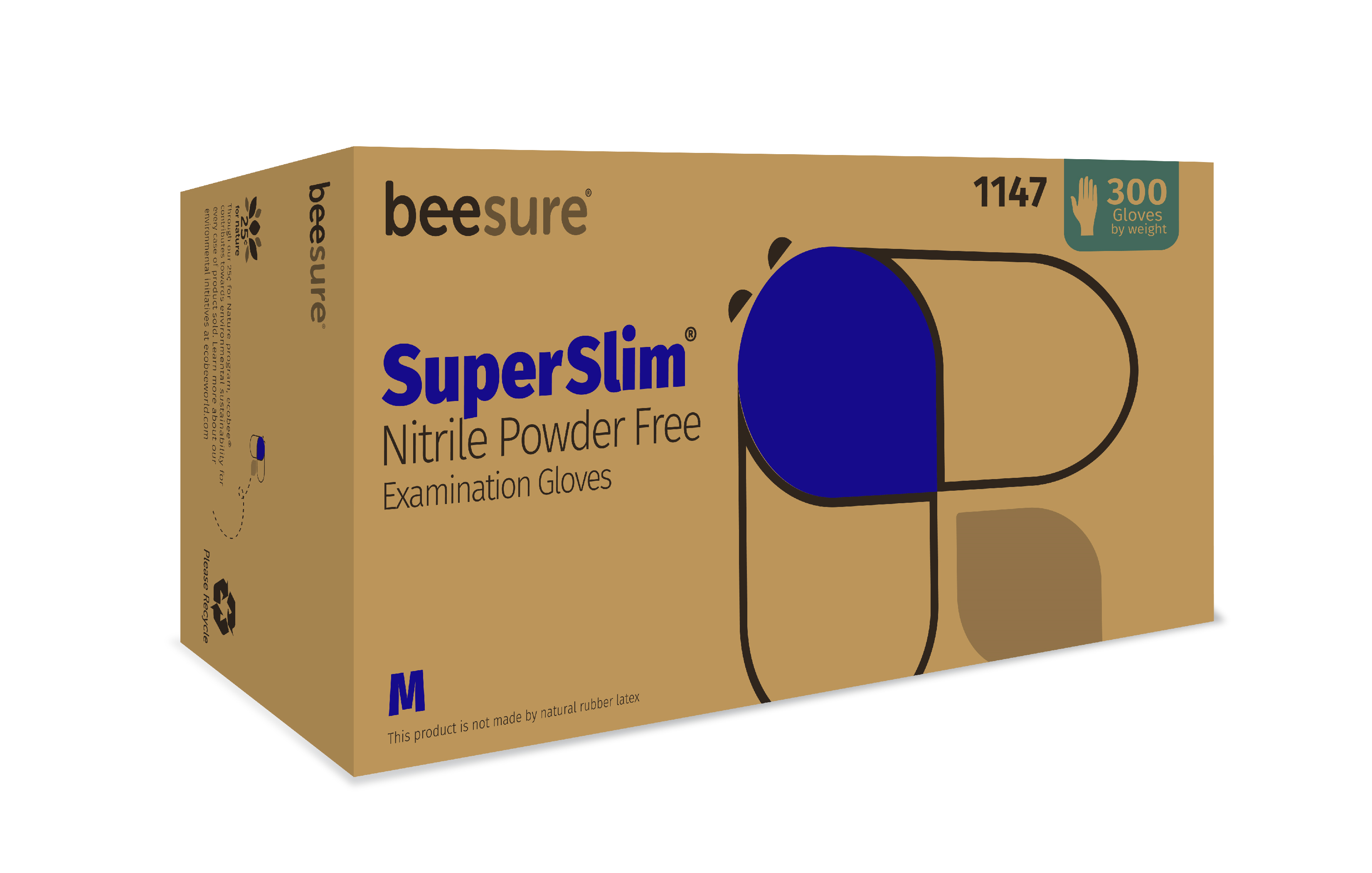 BeeSure SuperSlim Nitrile Examination Gloves, Powder-Free, Medium, Cobalt Blue, 300/Box thumbnail 17
