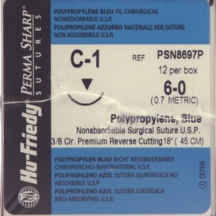 Perma Sharp Suture 6-0 18" Polypropylene Monofilament C-1 Blue 12/Bx thumbnail 9