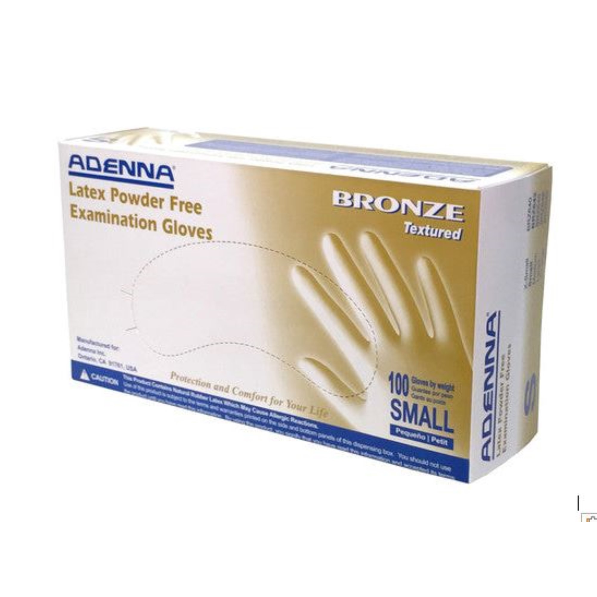 Adenna Bronze X-Small Latex Exam Gloves PF, Textured, 100/box, BRZ640 thumbnail 2