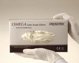 -OMEGA SM/MED LATEX TXT GLOVES (100) product image