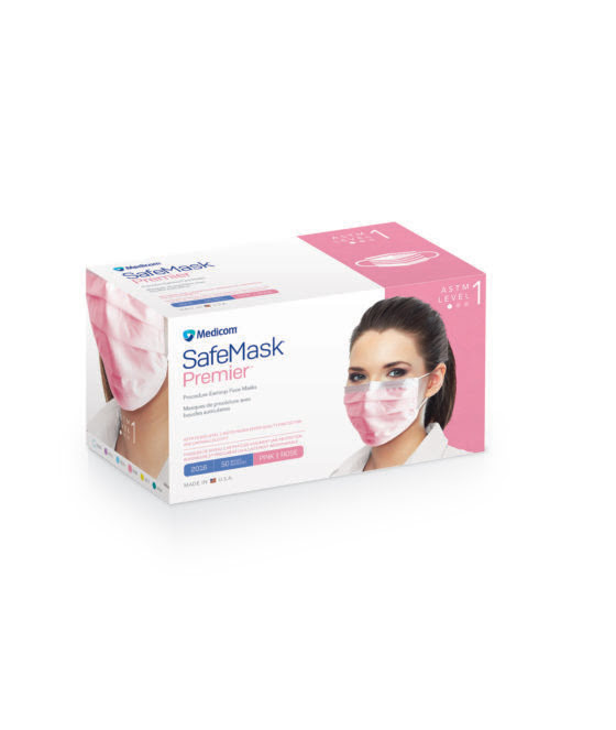 SafeMask Premier Procedure Earloop, ASTM Level 1, Pink, 50/Box, 2016 thumbnail 25