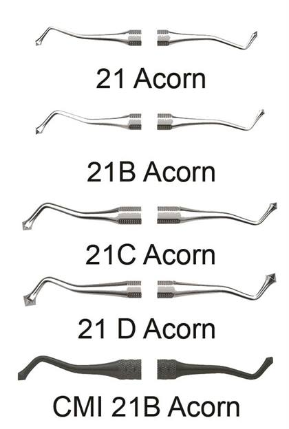Composite Manipulation Carver, Acorn, CMI, Double-End, Round Handle, # 21B, 1/Pk, 1003097 thumbnail 9