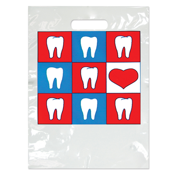 2-Color Bags Hearts & Teeth White 7.5 in x 9 in 100/Pk thumbnail 2