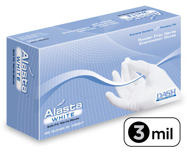 Alasta White Nitrile Exam Gloves Small White Non-Sterile thumbnail 8