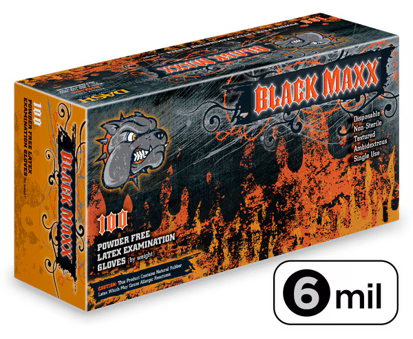 Black Maxx Latex Exam Gloves X-Large Black Non-Sterile thumbnail 3