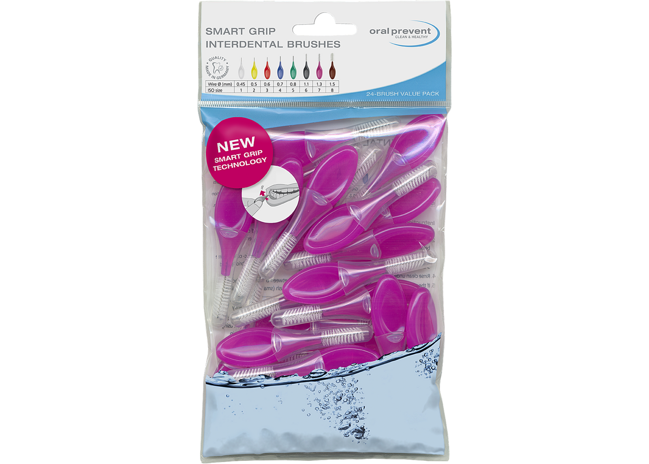 Oral Prevent Smart Grip Interdental Brush 1.3mm Purple ISO Size 7 Bag of 24 product image