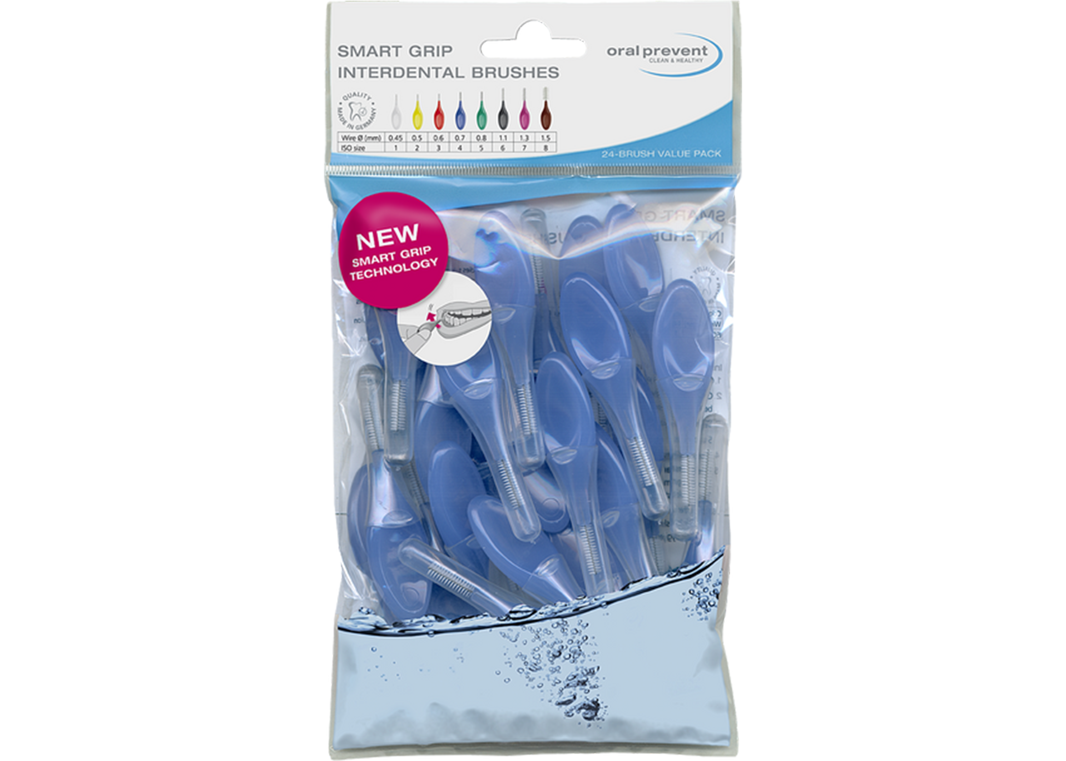 Oral Prevent Smart Grip Interdental Brush 0.7mm Blue ISO Size 4 Bag of 24 - Oral Prevent Smart Grip Interdental Brush 0.7mm Blue ISO Size 4 Bag of 24 - Image 1