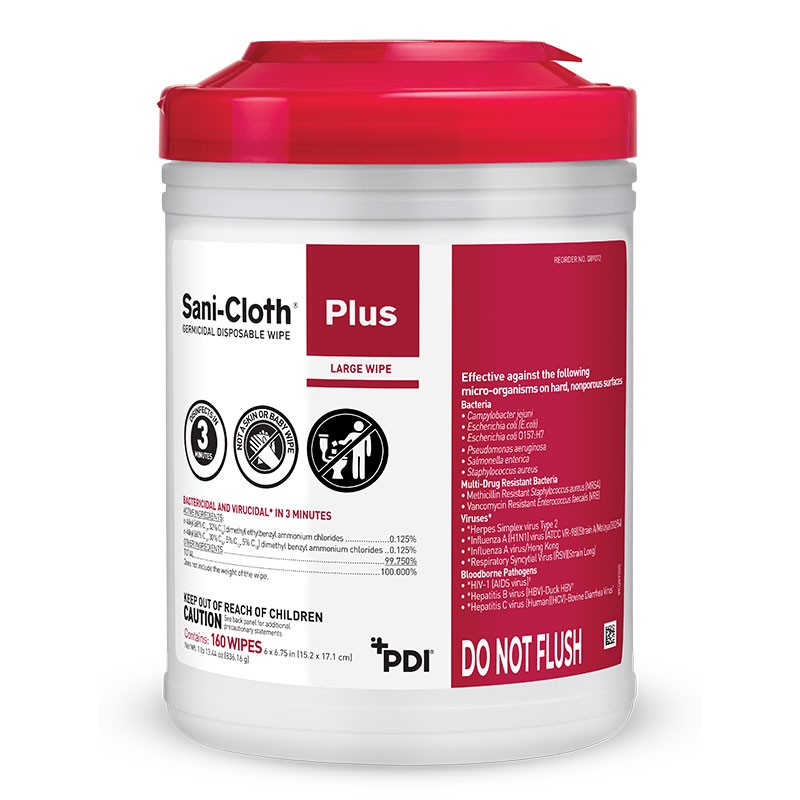 PDI Sani-Cloth Plus 6" x 6-3/4" Wipes (160) - PDI Sani-Cloth Plus 6" x 6-3/4" Wipes (160) - Image 1