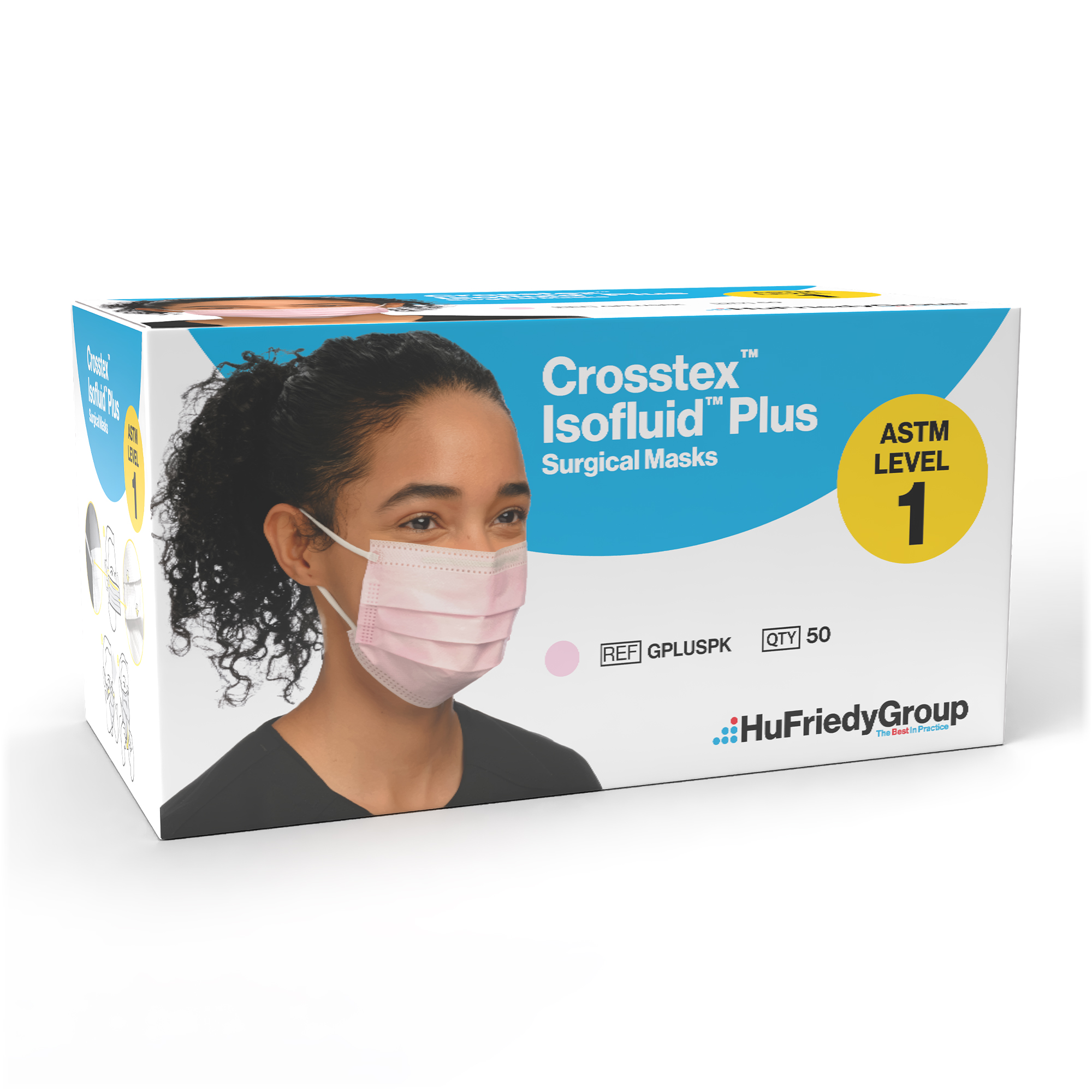 Isofluid Plus Earloop Masks, ASTM Level 1, Blue, 50/Pk, GPLUSBL thumbnail 11