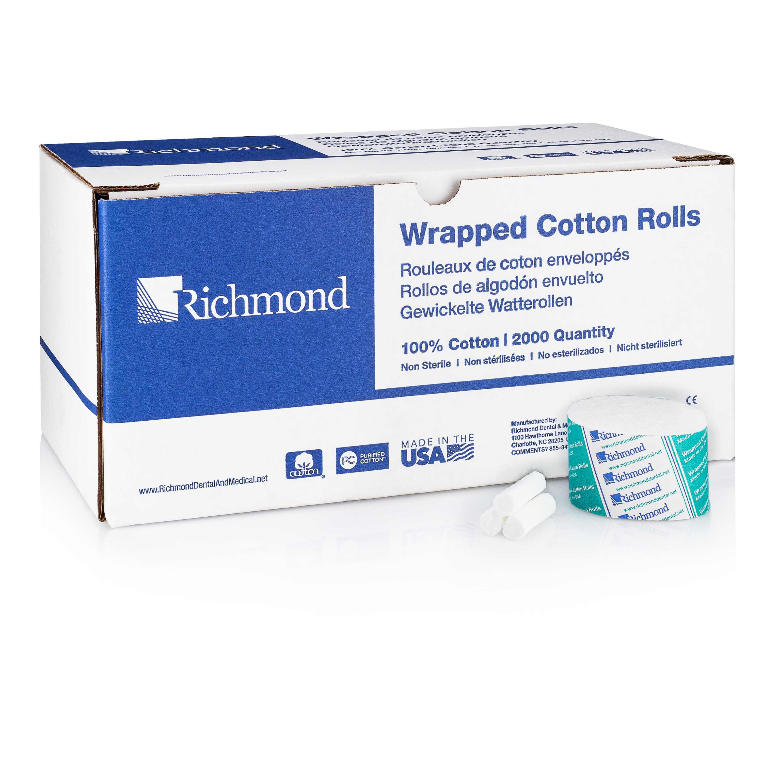 Wrapped Cotton Rolls, Medium, Junior, 3/8" x 1 1/2", 2000/Pk, 200404 thumbnail 15