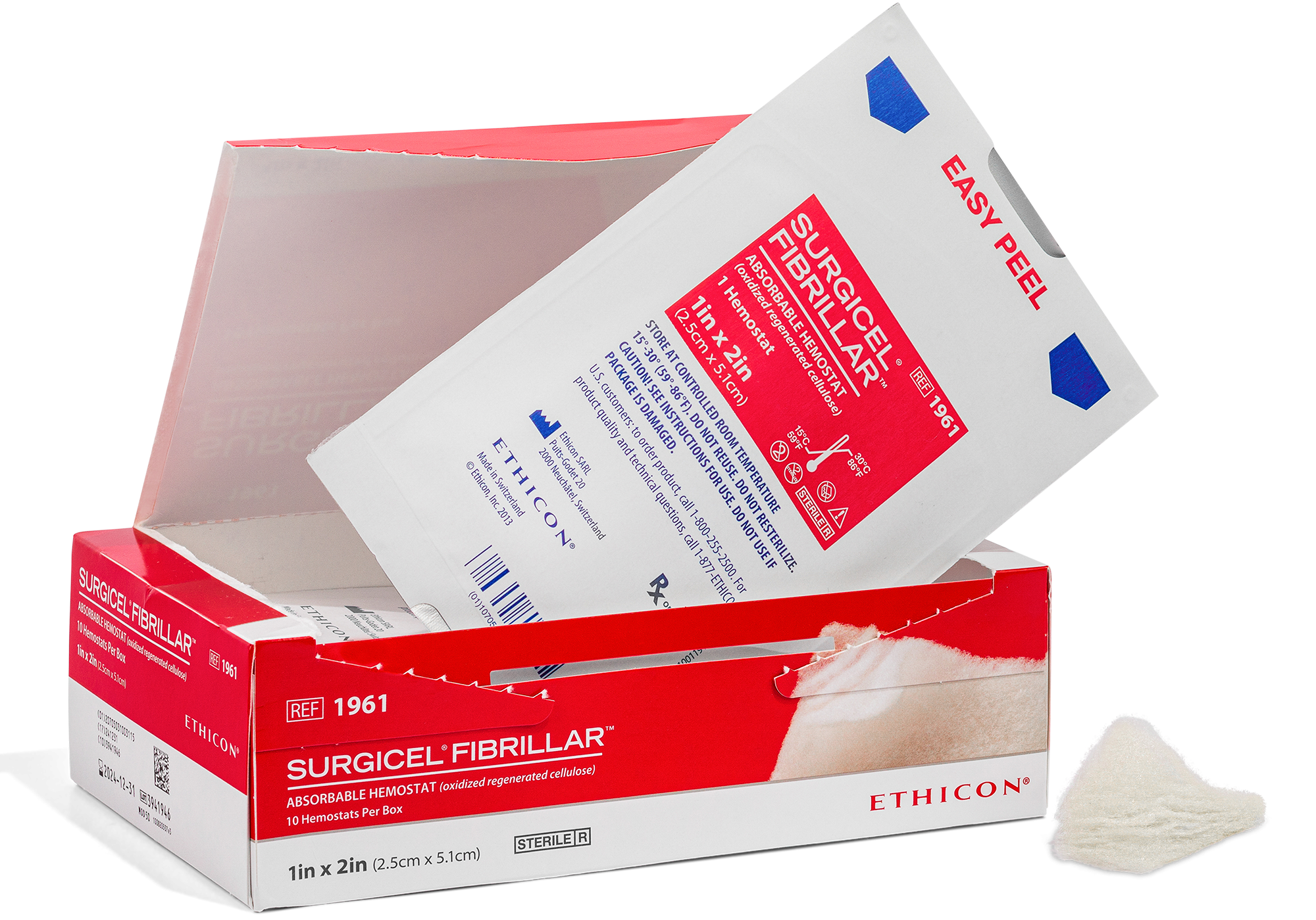 SURGICEL® FIBRILLAR™ Hemostat 1" x 2" Box of 10 product image