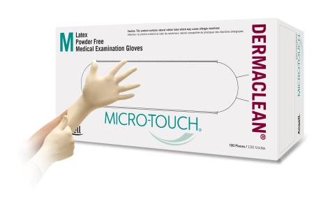 MICRO-TOUCH DermaClean Latex Exam Gloves Medium Cream Non-Sterile 100/Bx product image