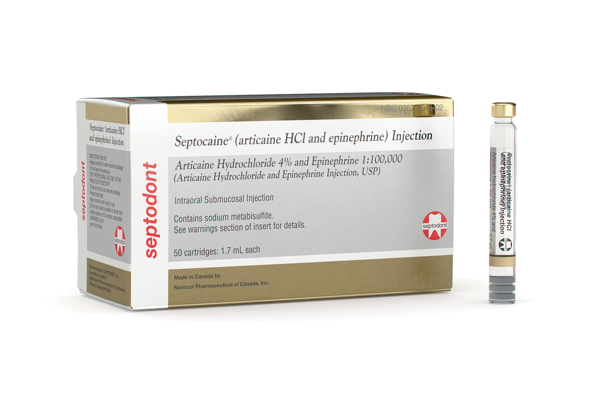 Septocaine 4% Articaine w/EPI 1:100M (50) - Septocaine 4% Articaine w/EPI 1:100M (50) - Image 1