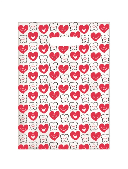 Scatter Print Bags Teeth & Hearts Smile 2 Sided Print Clear 100/Bx product image