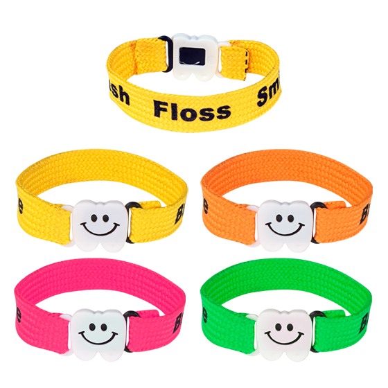 Band Bracelets Brush Floss Smile Assorted Colors 7.5 in 48/Pk thumbnail 2