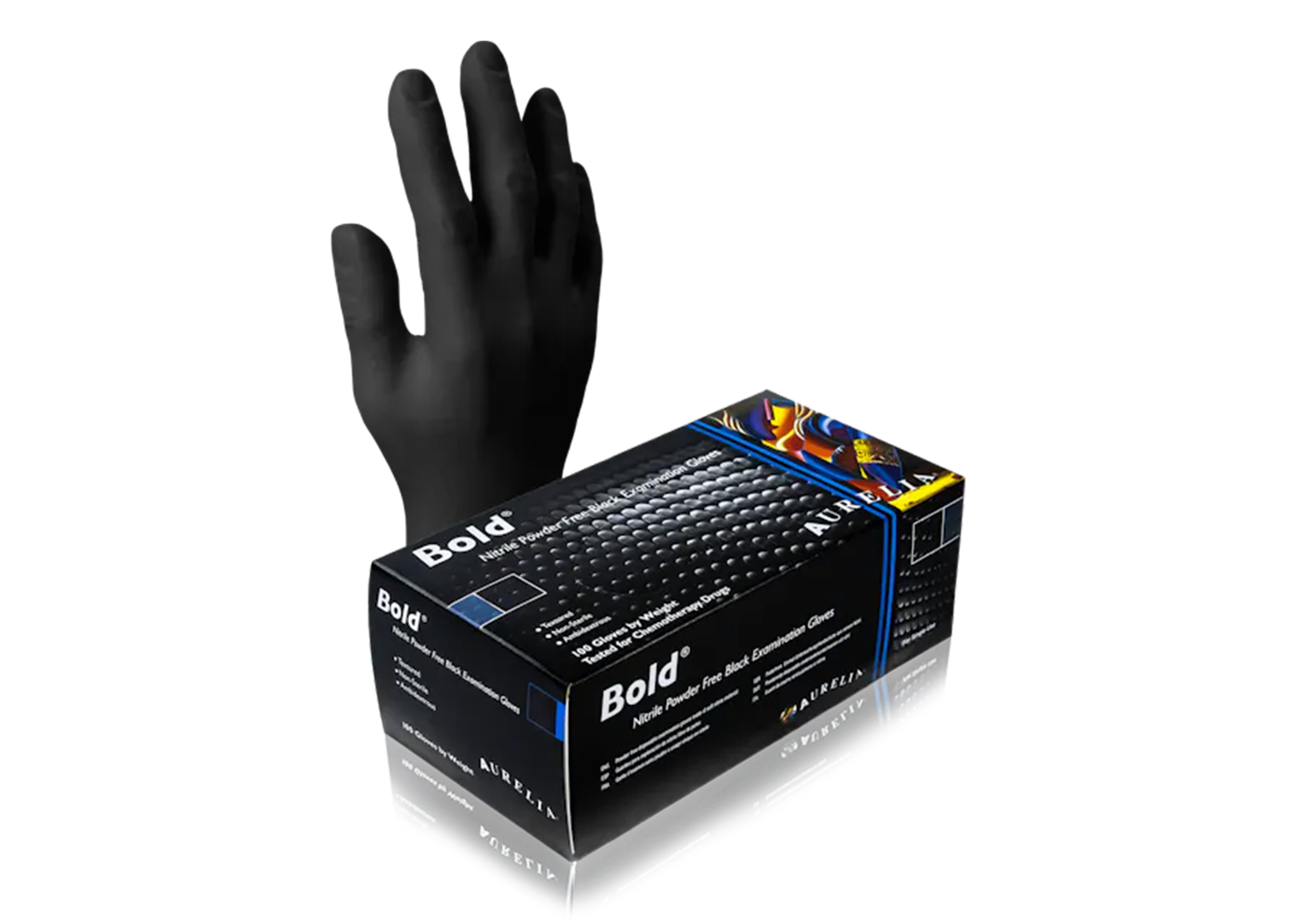 Bold® Nitrile Exam Gloves Small Black Box of 100 thumbnail 4