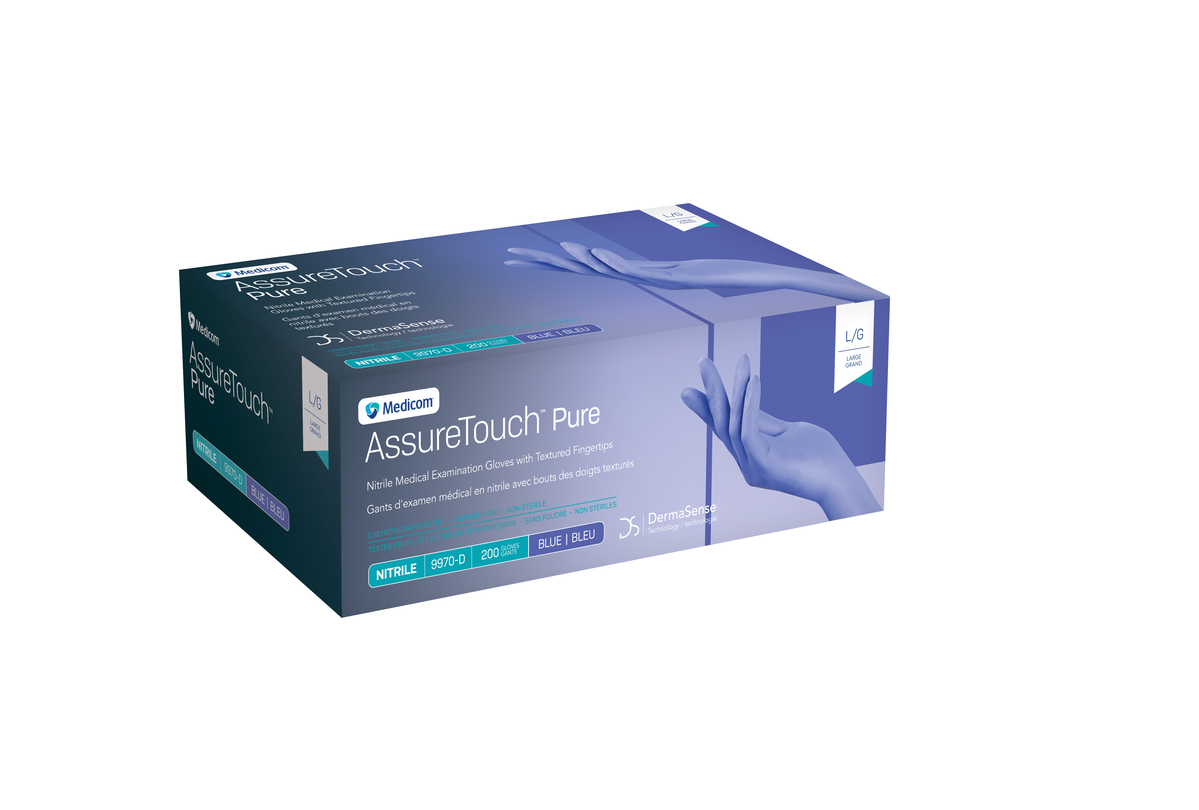 AssureTouch Pure Nitrile Exam Gloves Large Blue Non-Sterile 200/Bx image