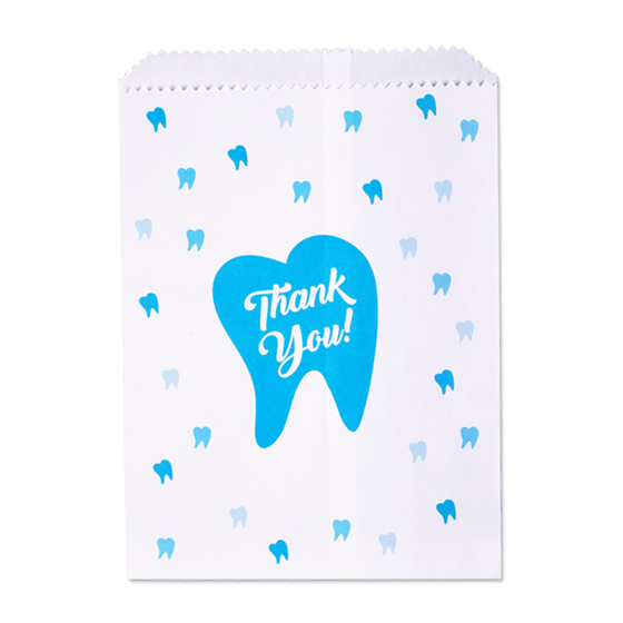 Scatter Print Bags Thank You Tooth 1-Sided White 100/Pk thumbnail 6