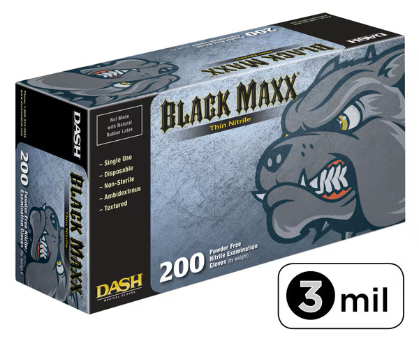 Black Maxx Nitrile Exam Gloves, Thin, Powder-Free, Extra-Large, 200/Box, BMNT200XL thumbnail 6