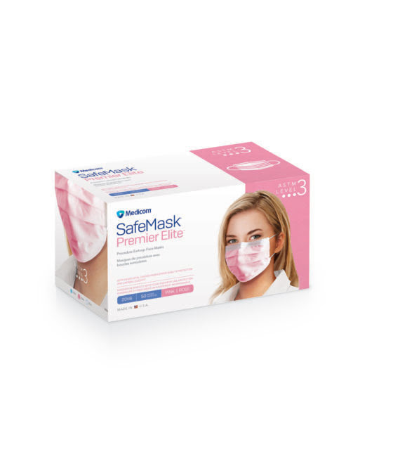 SafeMask Premier Elite Procedure Earloop, ASTM Level 3, Pink, 50/Box, 2046 thumbnail 15