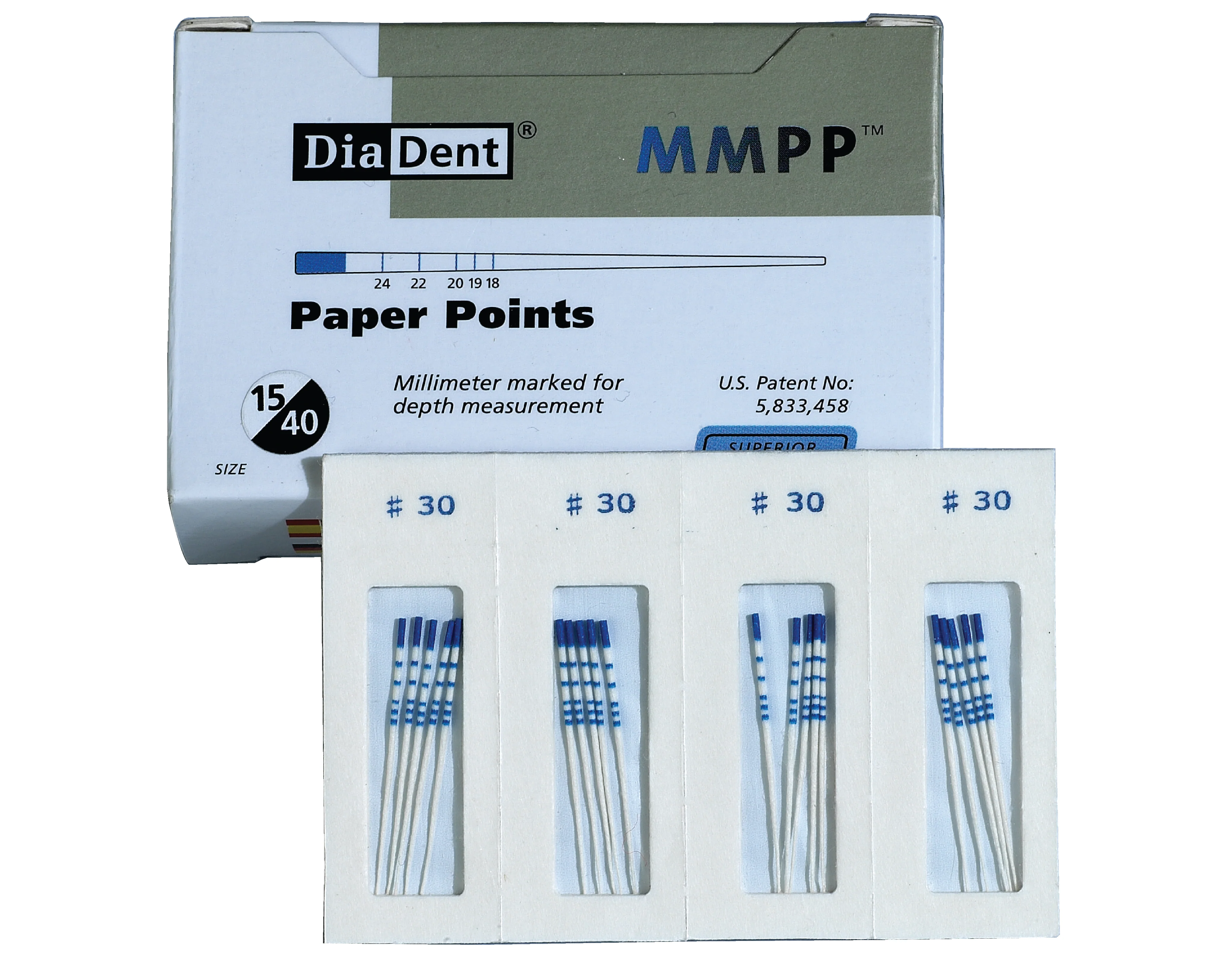 DiaDent Paper Point MM-Marked .02 Taper Cell Pack #08 Box of 200 thumbnail 3