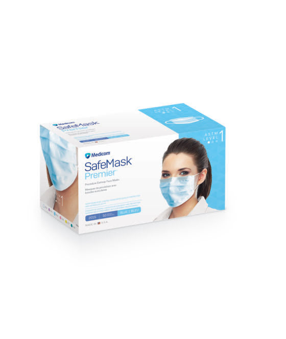 SafeMask Lev 1 Premier Earloop Mask, Blue (50) thumbnail 2