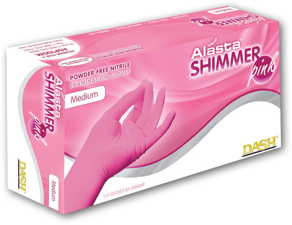 Alasta Shimmer Nitrile Exam Gloves Medium Pink Non-Sterile thumbnail 14