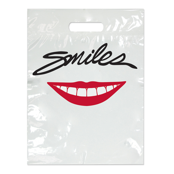 2-Color Bags Smiles Red Lips White 7.5 in x 9 in 100/Pk thumbnail 3
