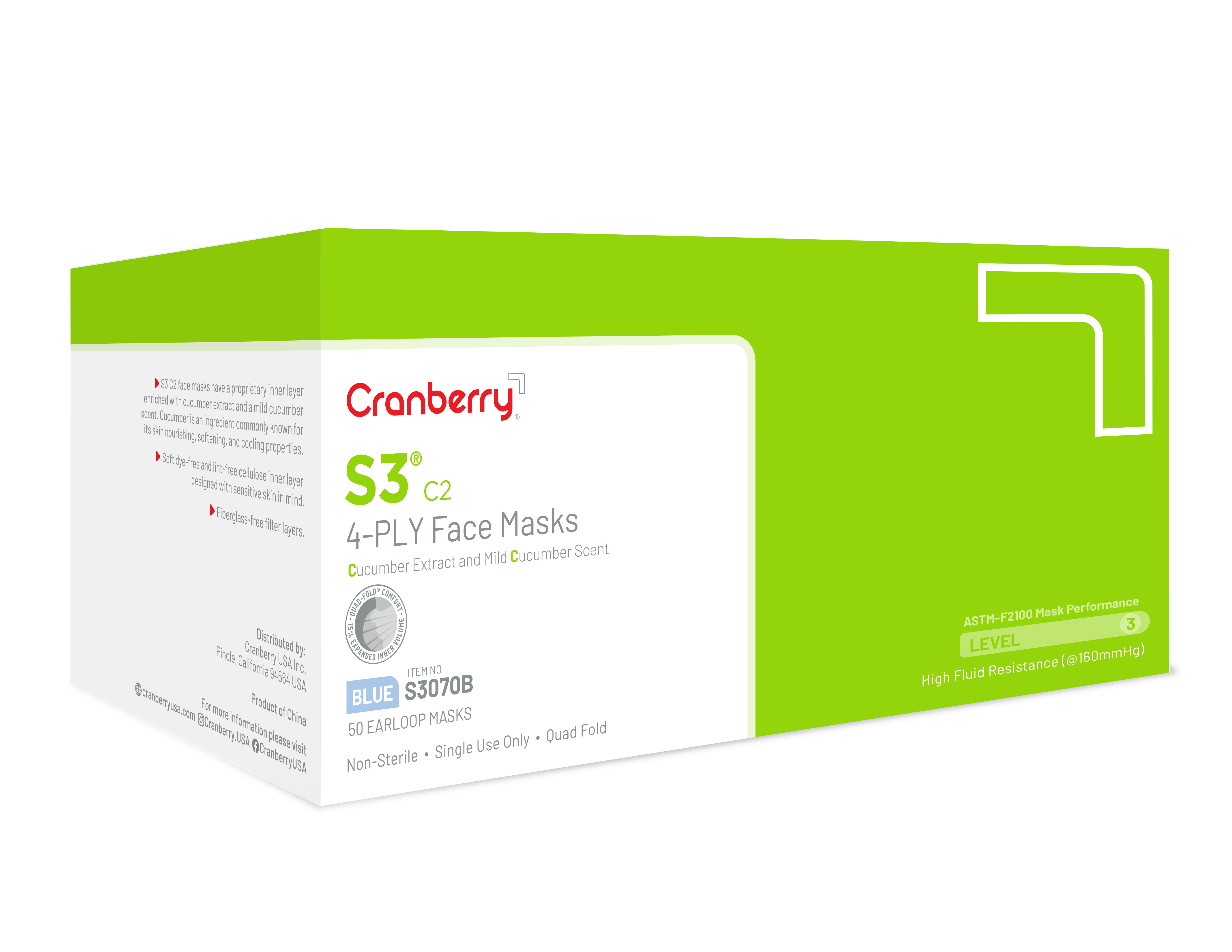 Cranberry S3 C2 Face Masks Blue 50/Bx ASTM Level 3 thumbnail 13