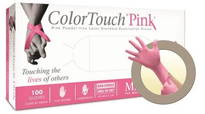 -Color Touch Pink MED Latex PF Gloves (100) - -Color Touch Pink MED Latex PF Gloves (100) - Image 1
