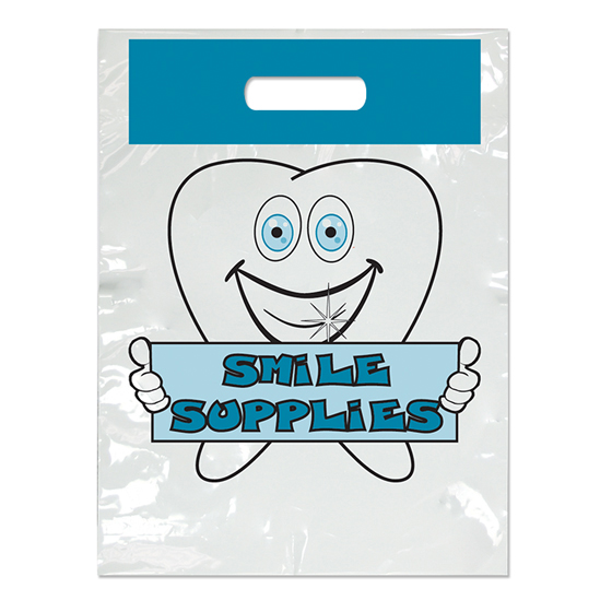 2-Color Bags Brush Blue Smile White 7.5 in x 9 in 100/Pk thumbnail 2
