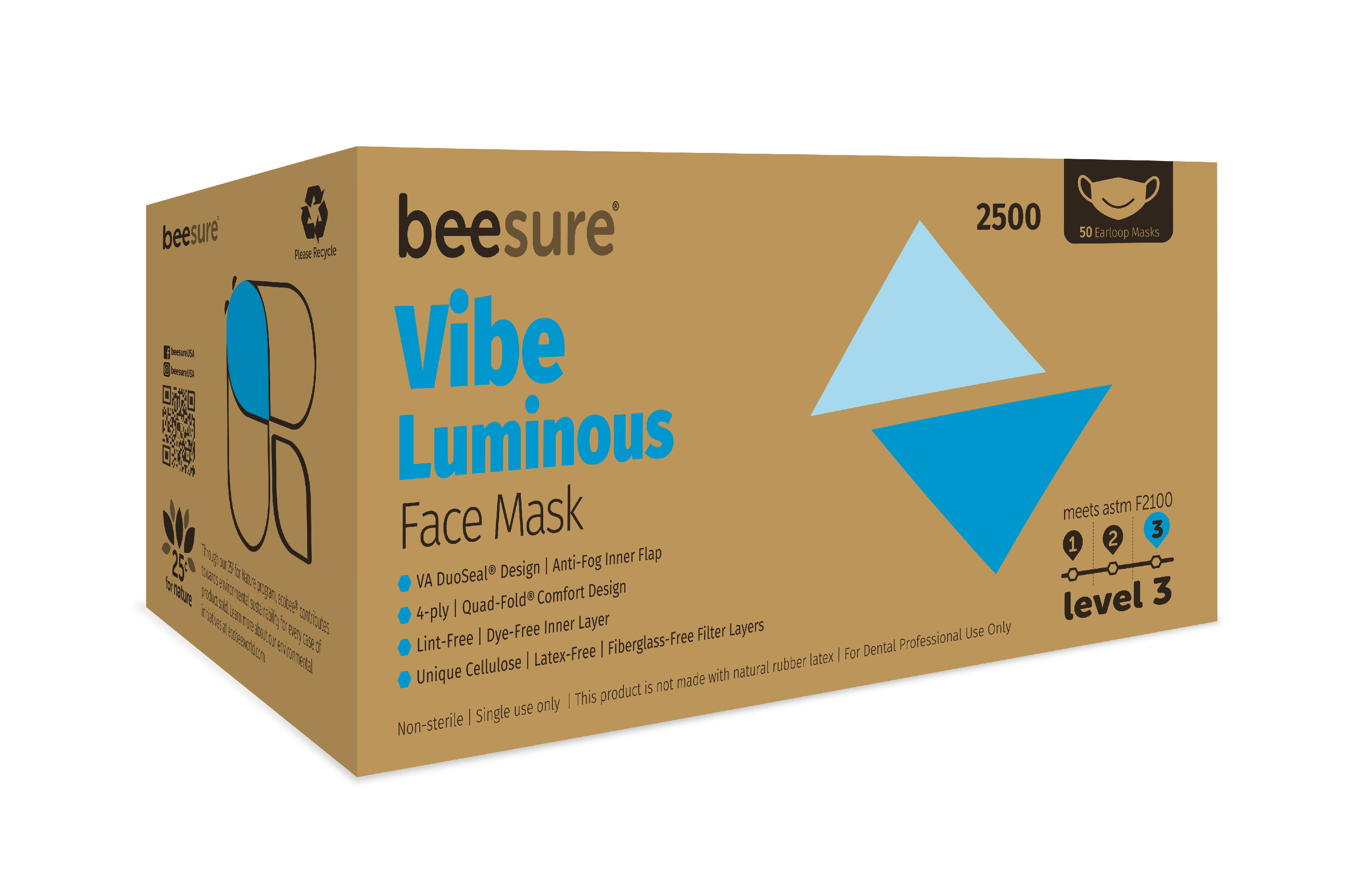 Vibe Face Masks, ASTM Level 3, Luminous Blue, 50/Bx, BE2500 thumbnail 14