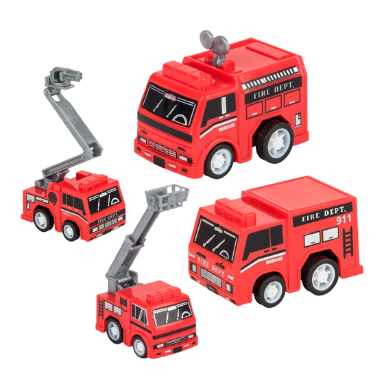 Toy Pull Back Fire Truck Red Plastic 24/Pk product image
