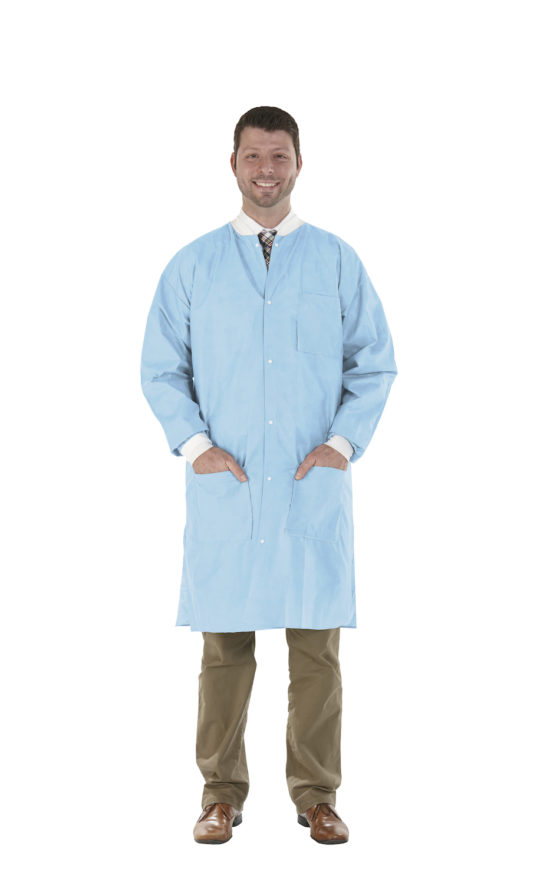 SafeWear Disposable High Performance Lab Coat, Medium, Soft Blue, 12/Pk, 8112-B product image