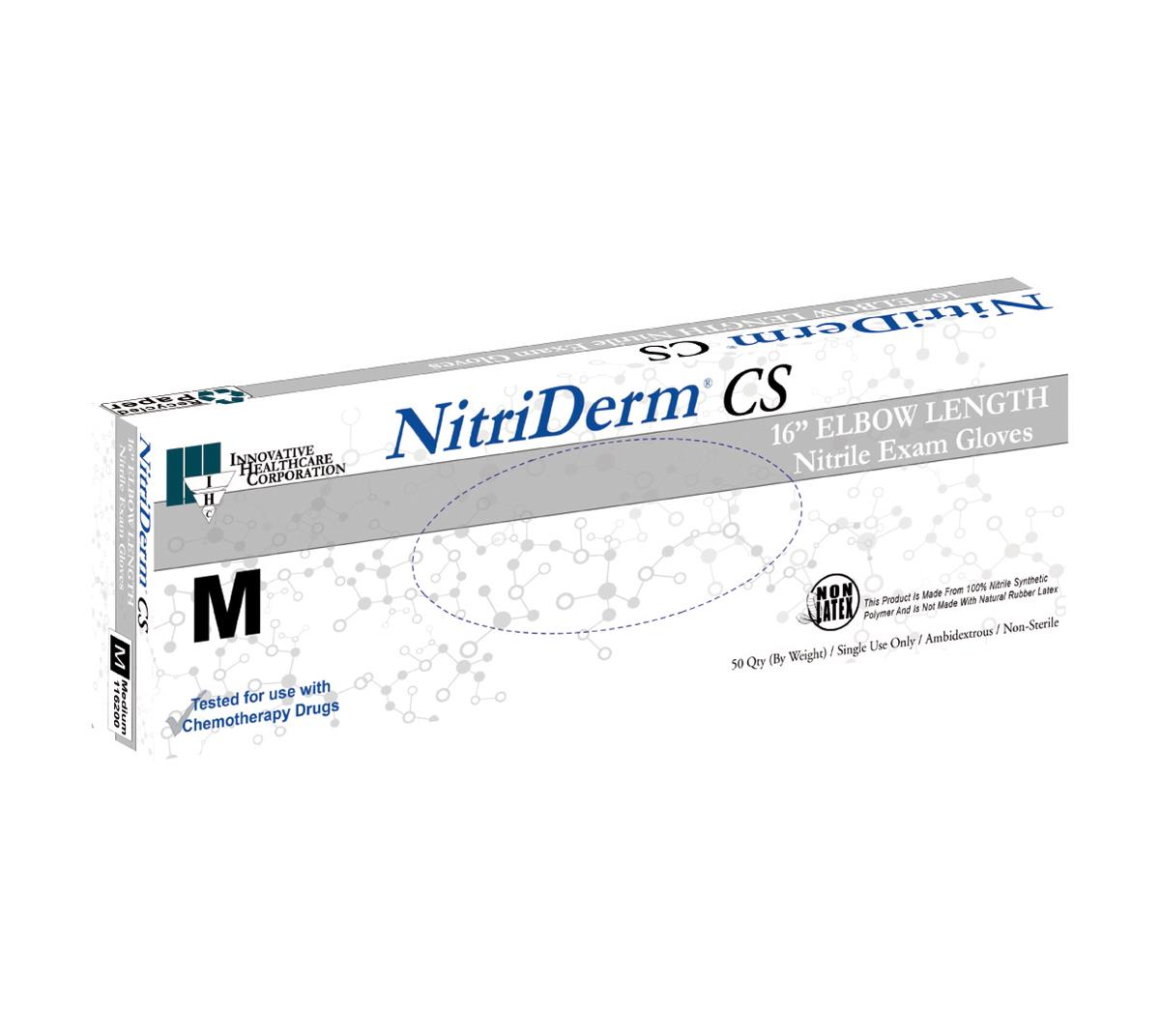 NitriDerm MED Nitrile 16" Elbow Cuff Glv, Blu (50) product image