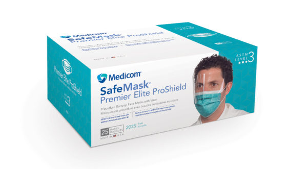 SafeMask Premier Elite ProShield Procedure Earloop Face Mask, with Visor, ASTM Level 3, Teal, 25/Box, 2025 thumbnail 11