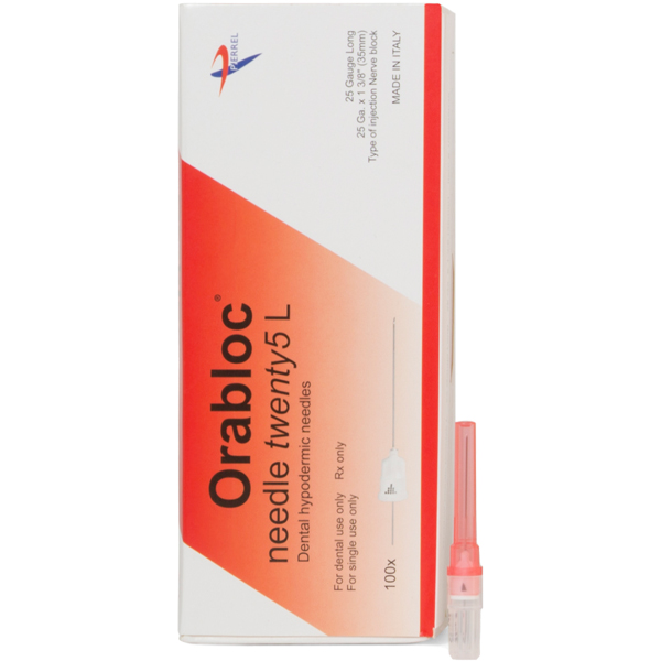 Orabloc Needles 25G L x 1 3/8" Plastic Hub Box of 100 - Orabloc Needles 25G L x 1 3/8" Plastic Hub Box of 100 - Image 1