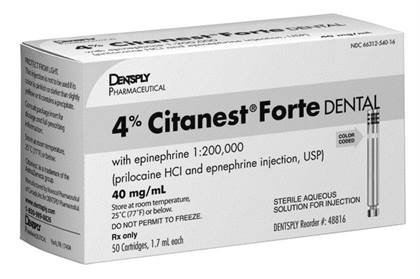 Citanest Forte Prilocaine HCl 4% Epinephrine 1:200 000 1.7 mL 50/Bx thumbnail 13